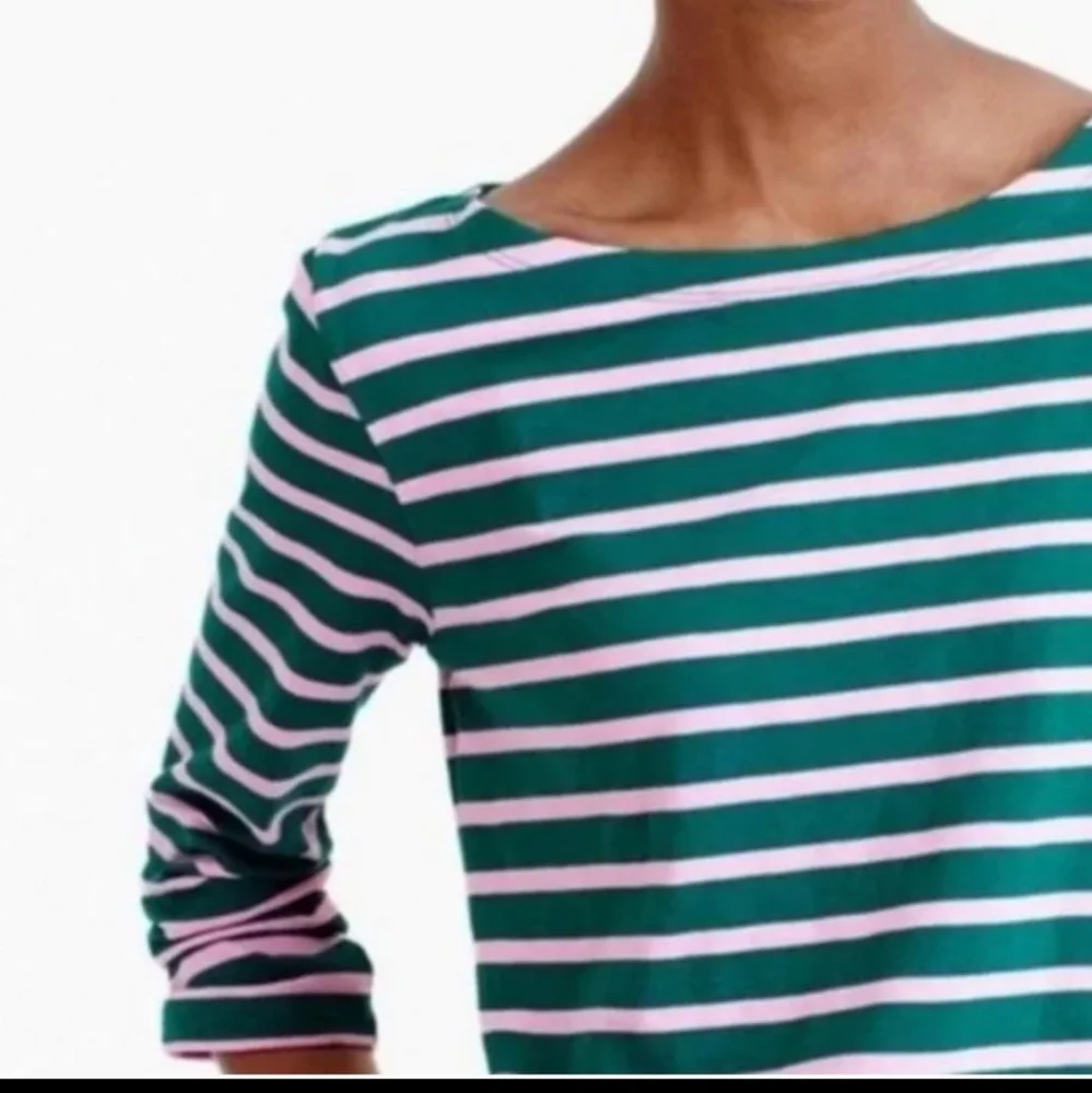 J. Crew Green & Pink Striped Top